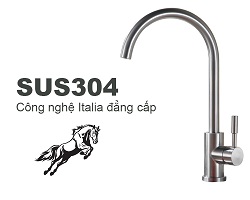 Vòi bếp nóng lạnh SUS304 (cổ tròn) - Hàng Cao cấp HVMMA ITALIA